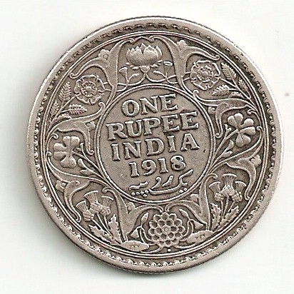 UK ndia 1 rupia Jorge V 1918 2